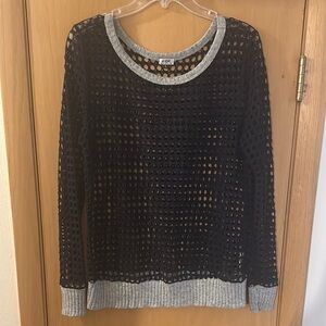 Jude Women’s Made in USA Mesh Sweater Top Navy Blue Size Large